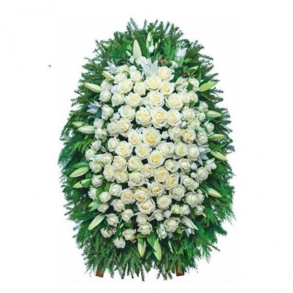 Траурный венок из живых цветов 130 см. № 9