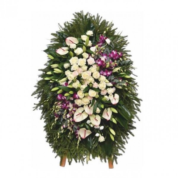Траурный венок из живых цветов 130 см. № 10
