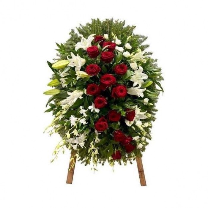 Траурный венок из живых цветов 100см №1