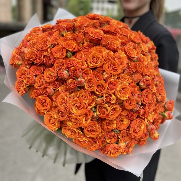 101 огненная кустовая Роза Смэшинг 40 см