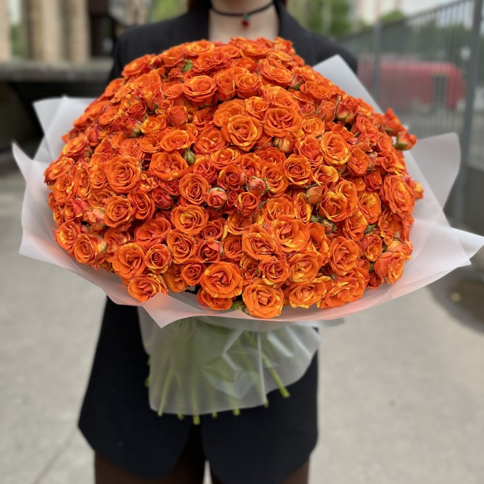 101 огненная кустовая Роза Смэшинг 40 см