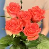 5 оранжевых роз Вау 60 см
