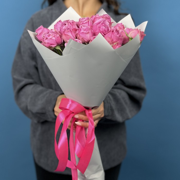 5 кустовых пионовидных Роз Мисти Баблс 40 см