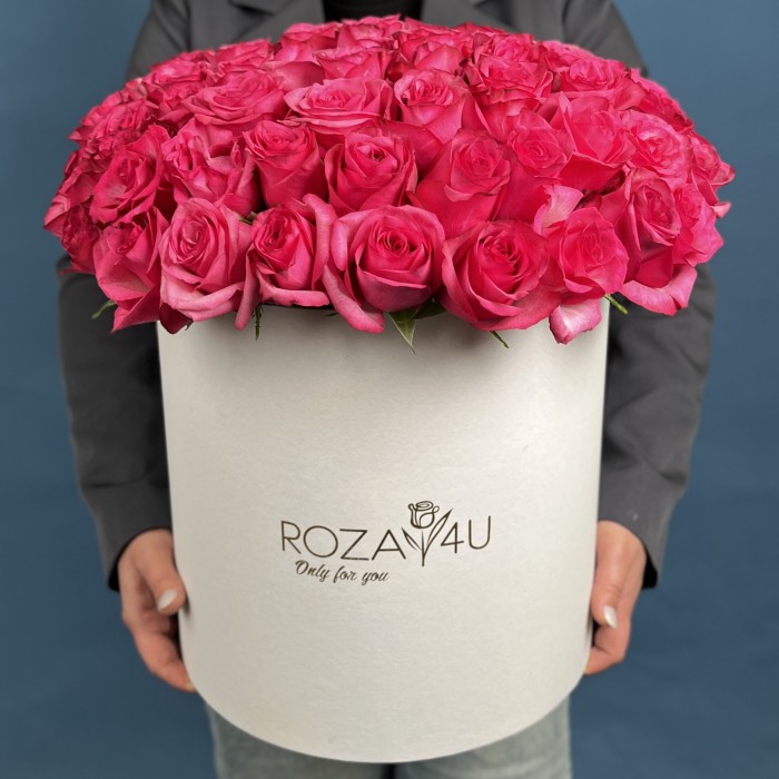 101 малиновая роза Палома Роял в коробке