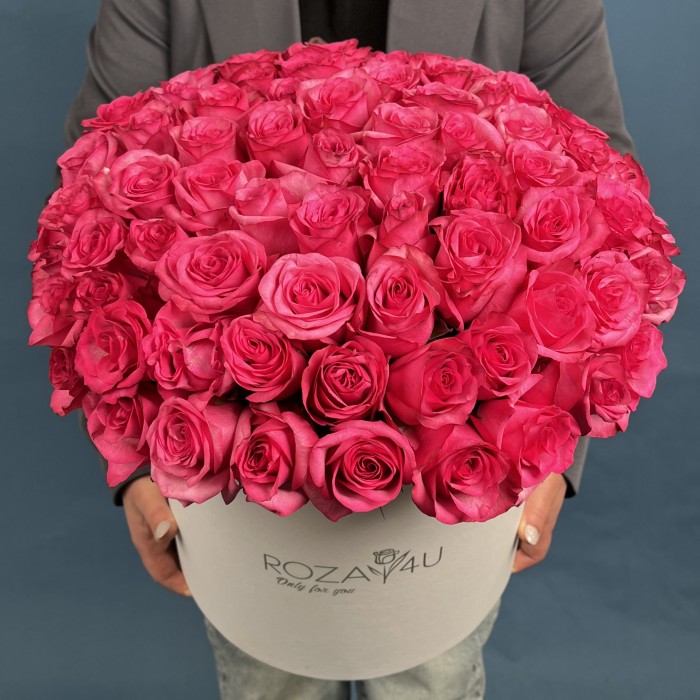 101 малиновая роза Палома Роял в коробке