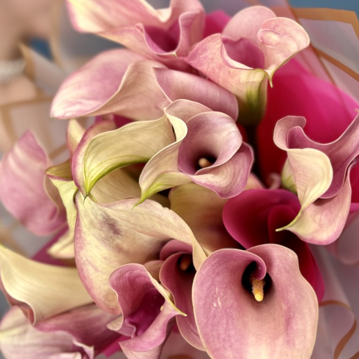 15 бело-розовых калл