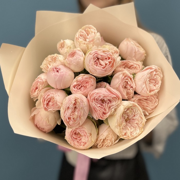 7 кустовых пионовидных роз Мансфилд парк 40 см