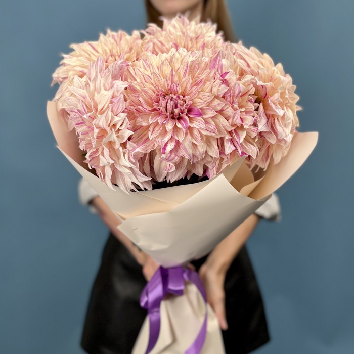 7 персиковых георгин Кафе О Ле Твист