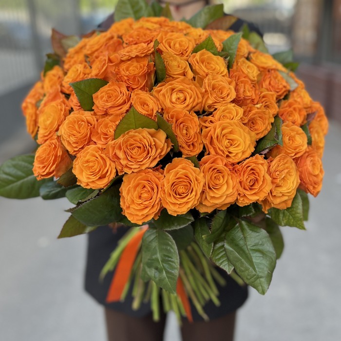 101 оранжевая Роза Элеганс 60 см