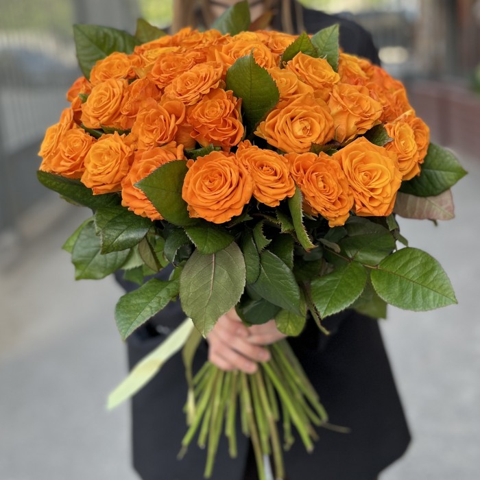 45 оранжевых Роз Элеганс 60 см