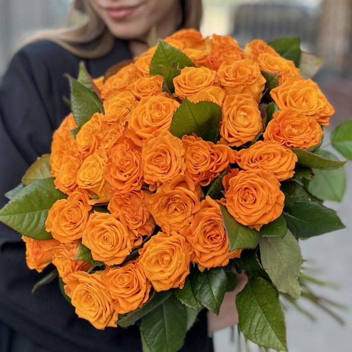 45 оранжевых Роз Элеганс 60 см