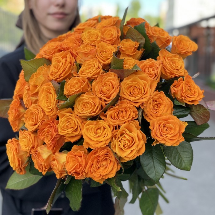 51 оранжевая Роза Элеганс 60 см