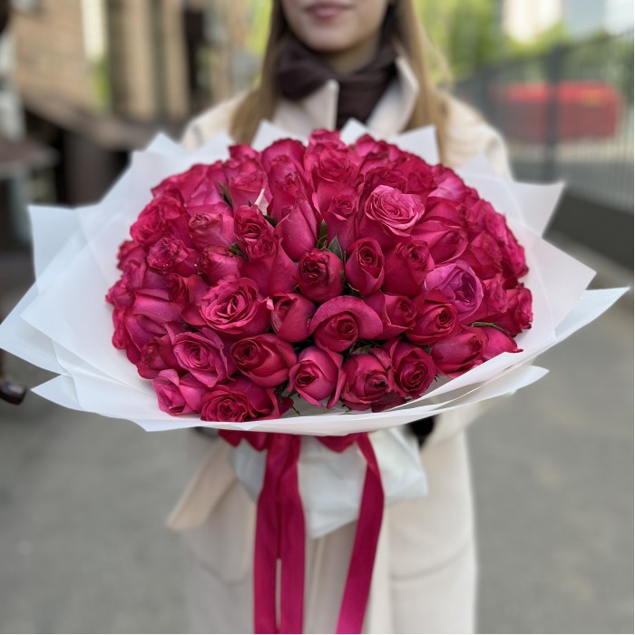 101 малиновая Роза Палома Роял 40 см