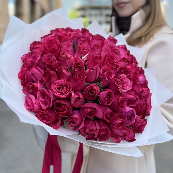 101 малиновая Роза Палома Роял 40 см