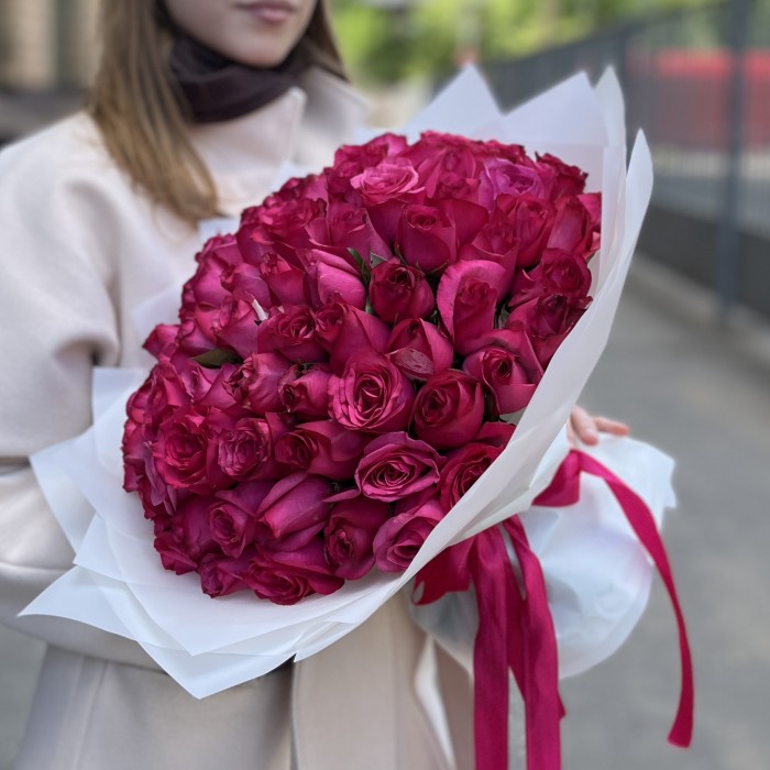 101 малиновая Роза Палома Роял 40 см