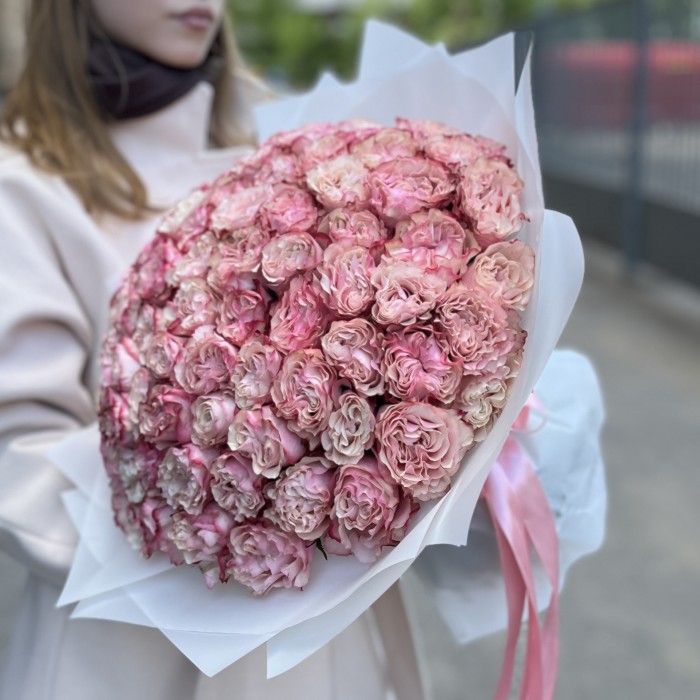 101 малиново-белая Роза Кантри Кэнди 40см