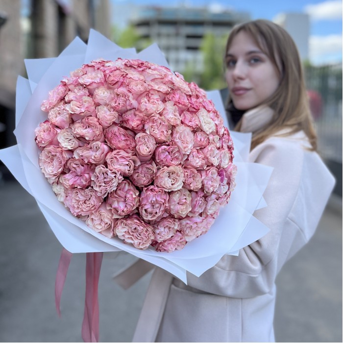 101 малиново-белая Роза Кантри Кэнди 40см