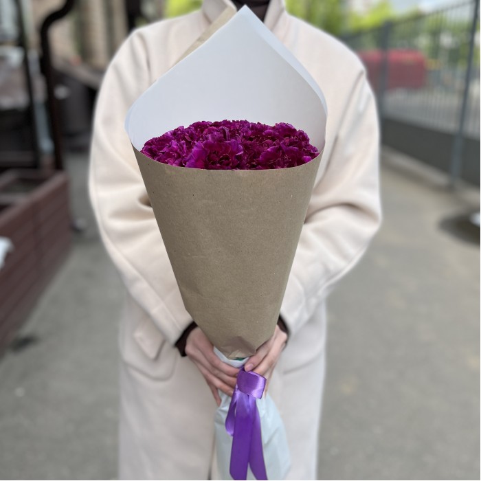 25 фиолетовых гвоздик