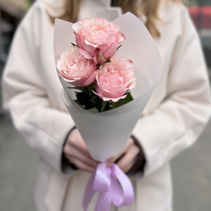 3 пионовидные розы Кантри Кэнди