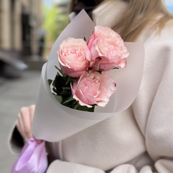 3 пионовидные розы Кантри Кэнди