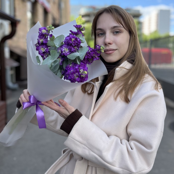 5 фиолетовых маттиол с эвкалиптом