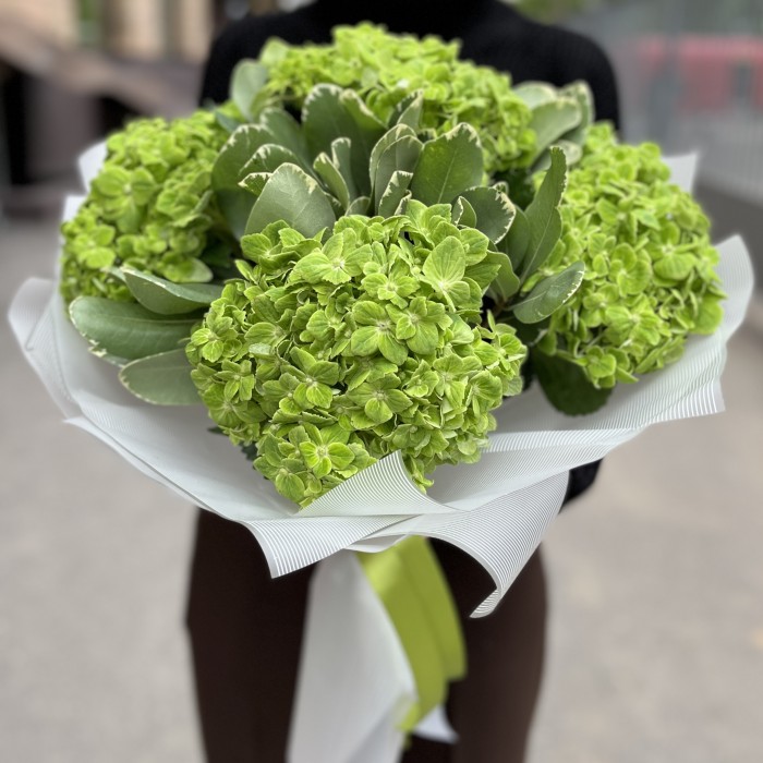 Летний букет из зеленых гортензий