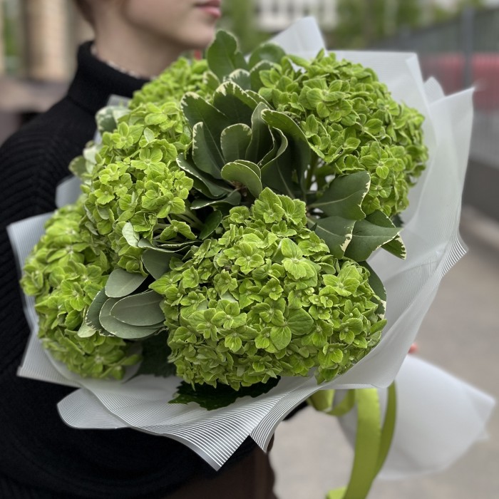 Летний букет из зеленых гортензий