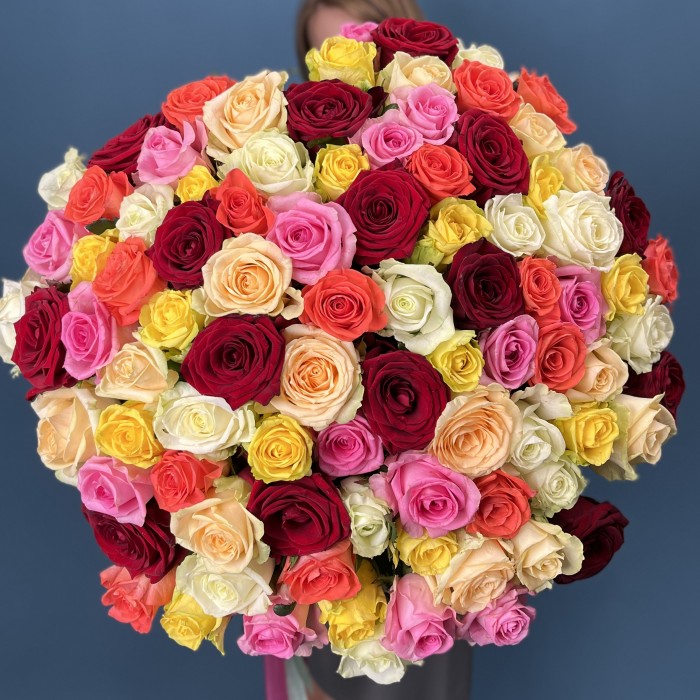 101 яркая Роза MIX 60 см