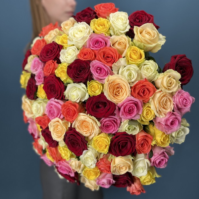 101 яркая Роза MIX 60 см