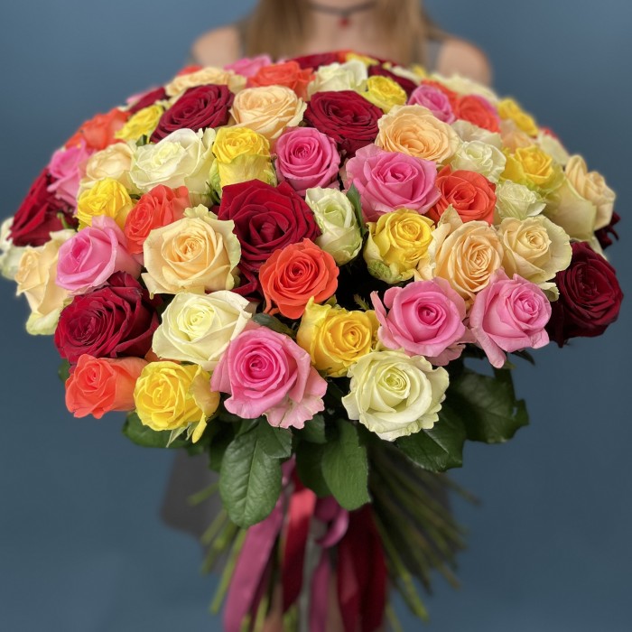 101 яркая Роза MIX 60 см
