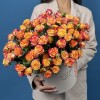 25 кустовых роз Этернал Флэйм  в коробке
