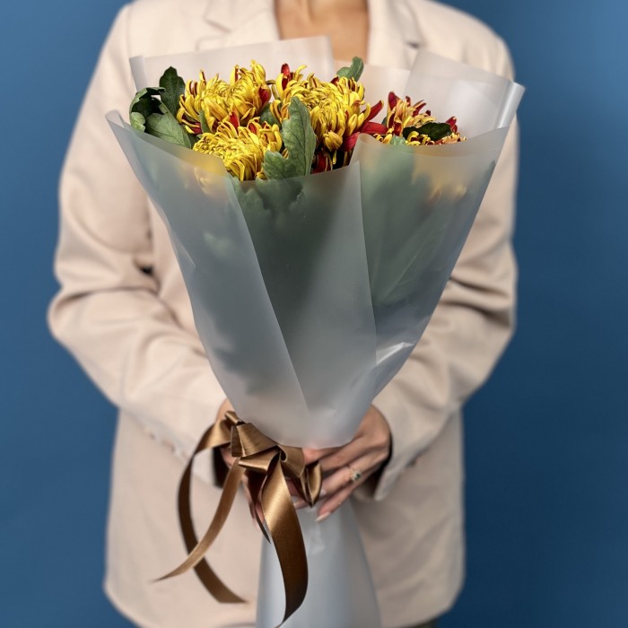 5 желто-красных хризантем Том Пирс