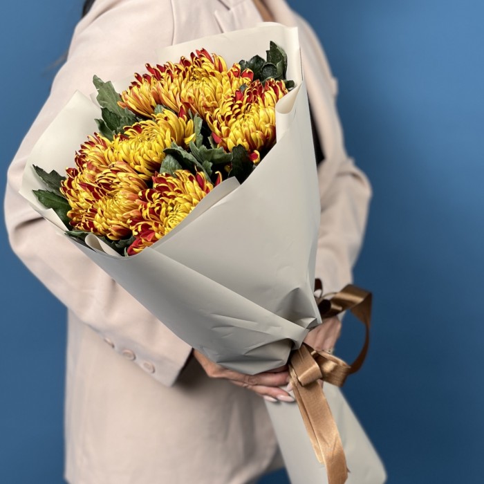 7 желто-красных хризантем Том Пирс