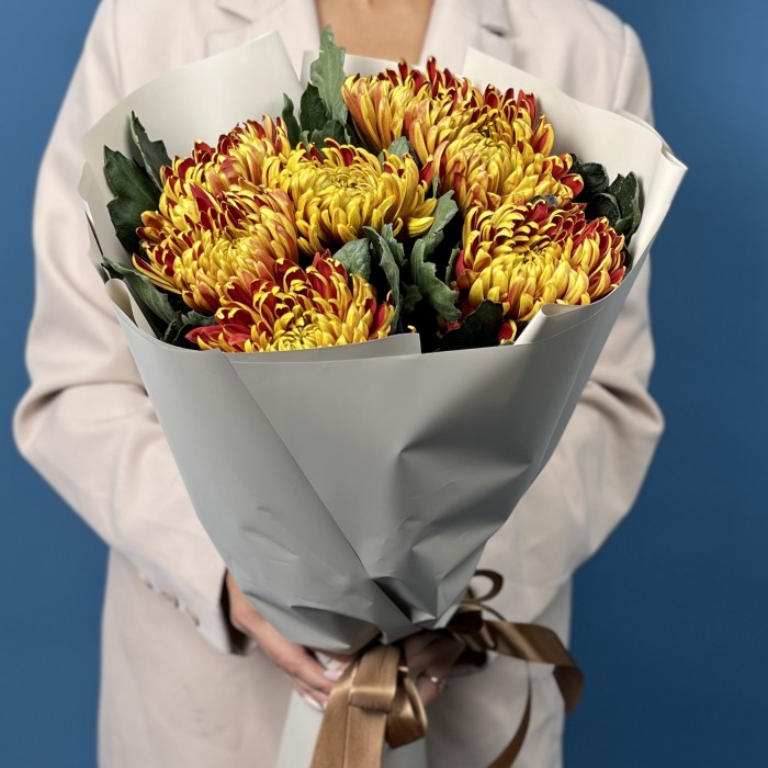 7 желто-красных хризантем Том Пирс