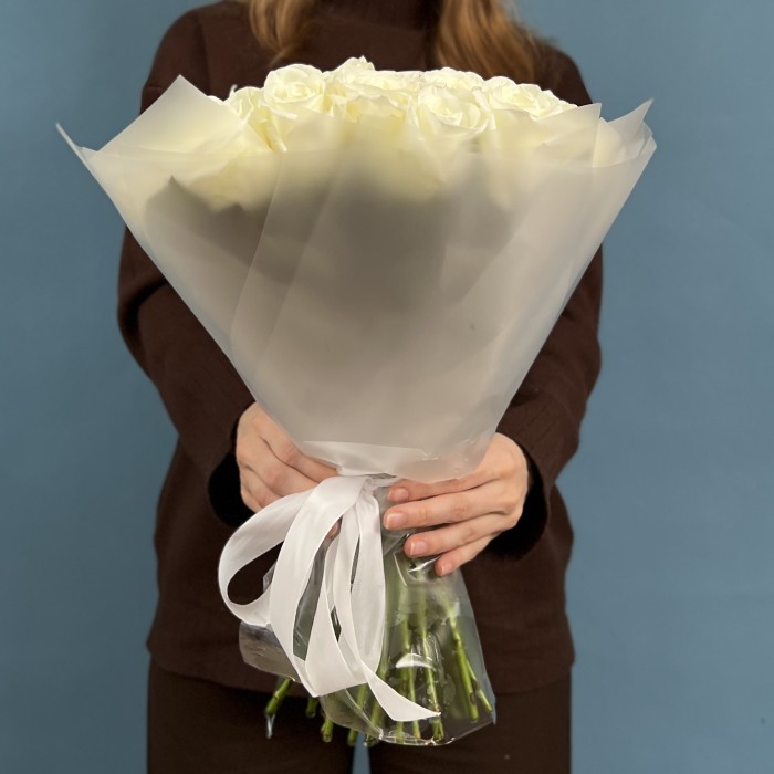 41 белая крупная роза 40 см