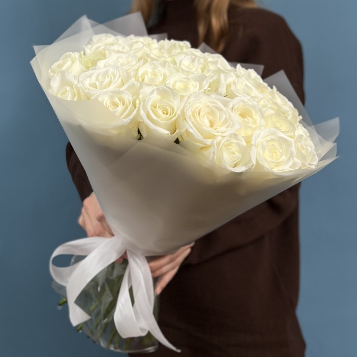 41 белая крупная роза 40 см