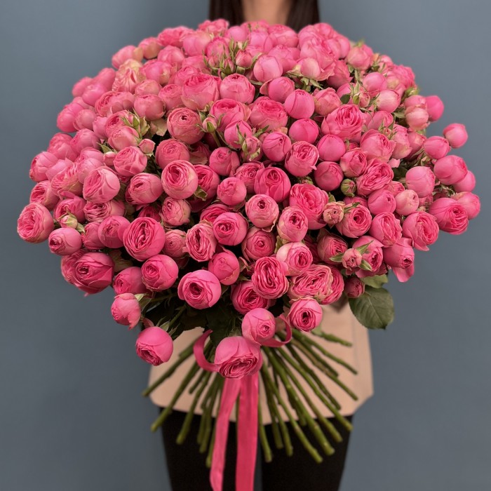 51 кустовая пионовидная розовая роза Жизель 60 см