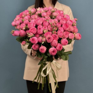 Кустовая пионовидная розовая роза Жизель 60 см