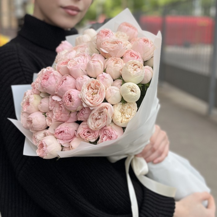 15 кустовых розовых роз Мансфилд парк 50 см