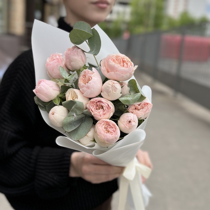 5 кустовых пионовидных роз Мансфилд парк 50см