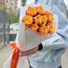 9 желто-оранжевых роз 60 см