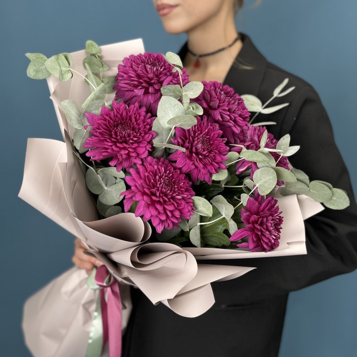 7 фиолетовых хризантем Ламира