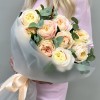 11 персиковых пионовидных роз Присцилла 50 см