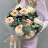 9 персиковых пионовидных роз Присцилла 50 см