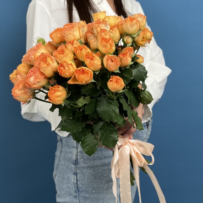 Кустовая пионовидная Роза Оранжевая Трендсеттер 40см