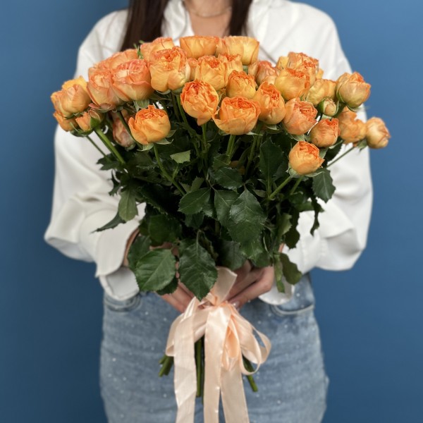 Кустовая пионовидная Роза Оранжевая Трендсеттер 40см