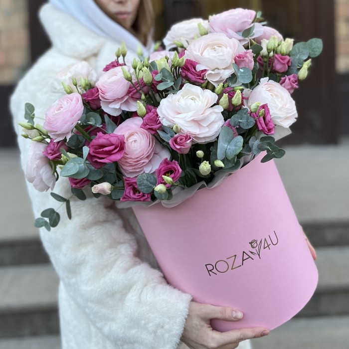 Цветы в коробке Розовое кружево