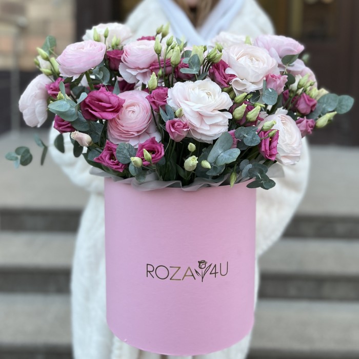 Цветы в коробке Розовое кружево