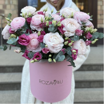 Цветы в коробке Розовое кружево