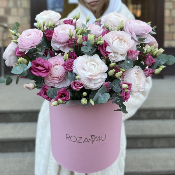 Цветы в коробке Розовое кружево